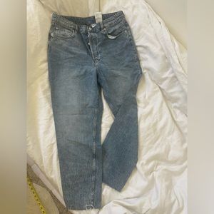 H&M High waisted Mom jeans size 12 frayed bottoms